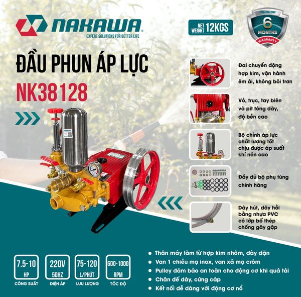 Đầu phun áp lực NAKAWA NK38128