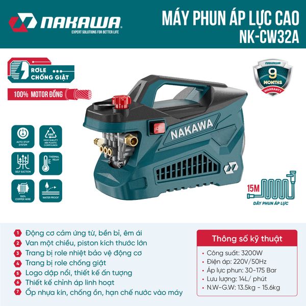 Máy phun áp lực NAKAWA NK-CW32A (có chỉnh áp)
