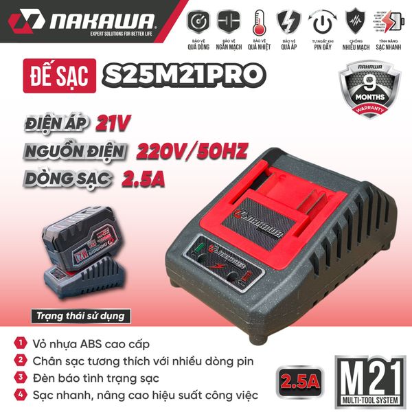 Sạc pin 21V NAKAWA S25M21PRO