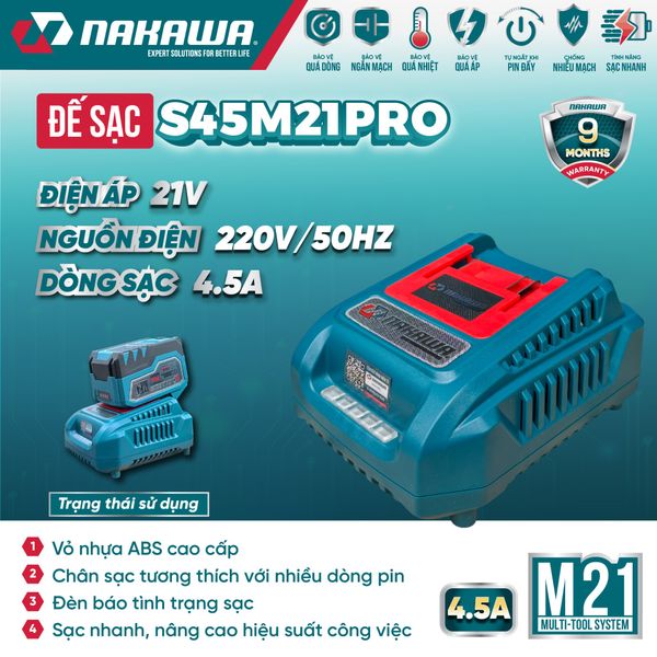 Sạc pin 21V NAKAWA S45M21PRO