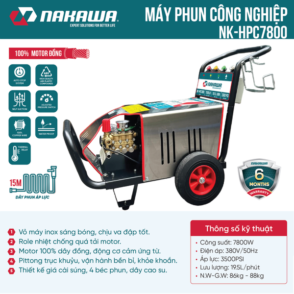 Máy phun áp lực cao công nghiệp Nakawa NK-HPC7800