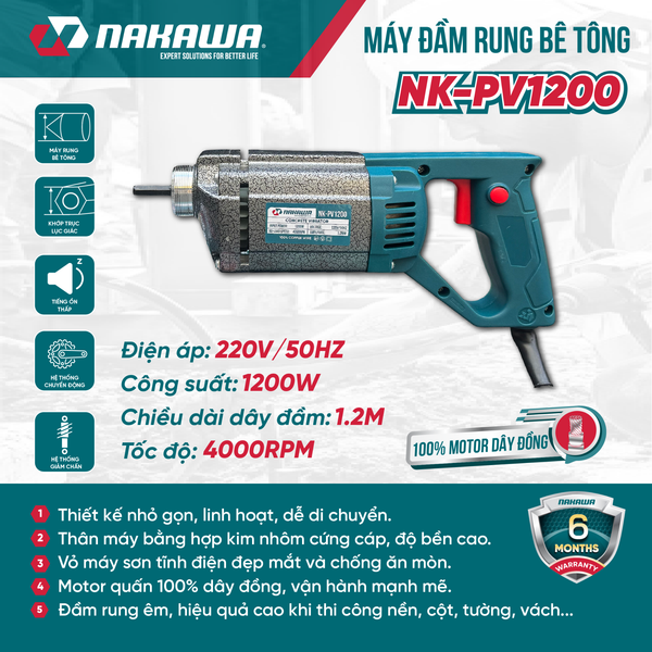Máy đầm rung bê tông NAKAWA NK-PV1200