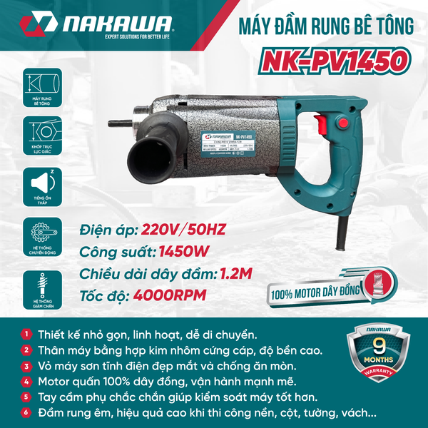 Máy đầm rung bê tông NAKAWA NK-PV1450