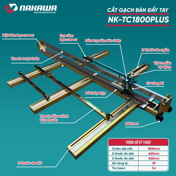 MÁY CẮT GẠCH BÀN ĐẨY TAY NAKAWA NK-TC1800PLUS