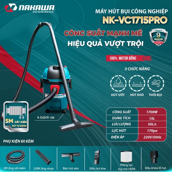 Máy hút bụi công nghiệp NAKAWA NK-VC1715PRO