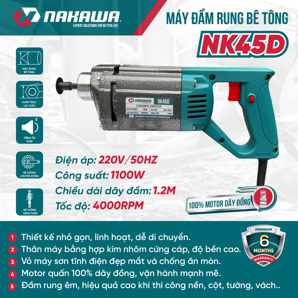 Máy đầm rung bê tông NAKAWA NK45D