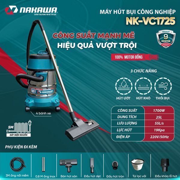 Máy hút bụi công nghiệp NAKAWA NK-VC1725
