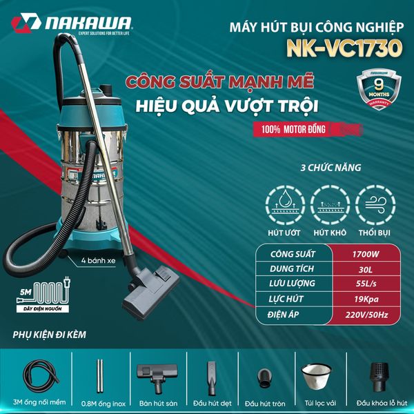 Máy hút bụi công nghiệp NAKAWA NK-VC1730