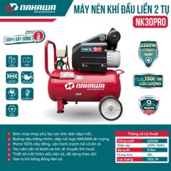 Máy Nén Khí đầu liền 2 tụ NAKAWA NK30PRO