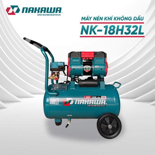 Máy nén khí không dầu, tốc nhanh, siêu êm NK-18H32L - 32 lít