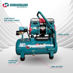 Máy nén khí không dầu, tốc nhanh, siêu êm NK-28H16L - 16 lít