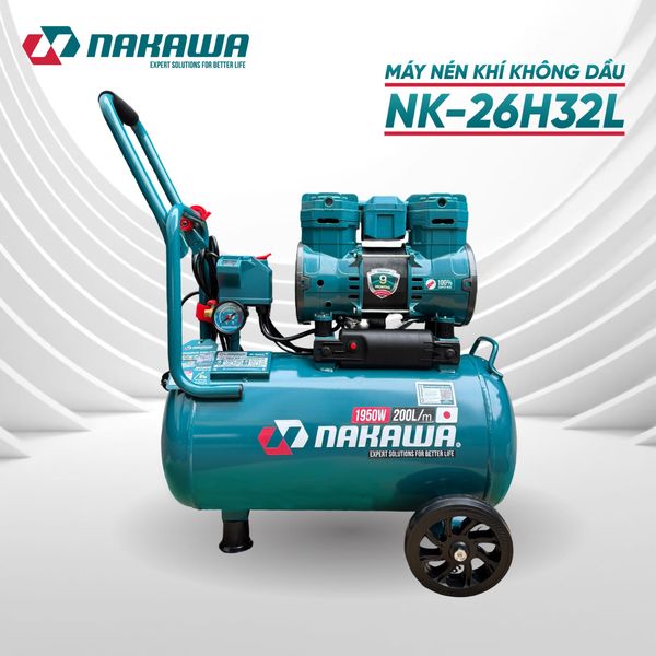 Máy nén khí không dầu, tốc nhanh, siêu êm NK-26H32L - 32 lít