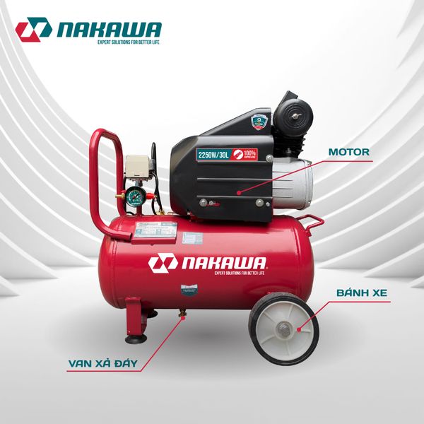 Máy Nén Khí đầu liền 2 tụ NAKAWA NK30PRO