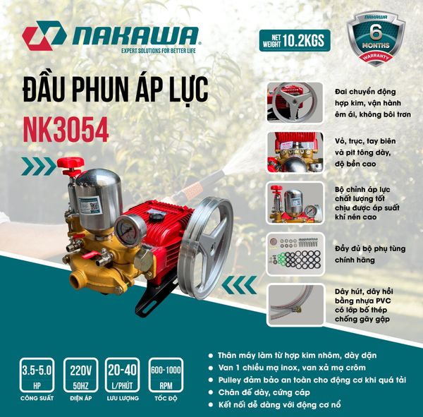 Đầu phun áp lực NAKAWA NK3054