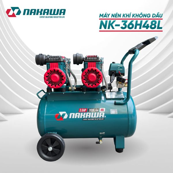 Máy nén khí không dầu, tốc nhanh, siêu êm NK-36H48L - 48 lít