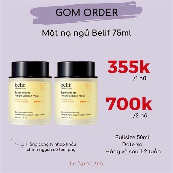  Mặt nạ ngủ Belif Super knights - multi vitamin mask 50ml 