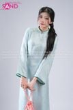  TAC0823 Áo Dài Nữ Gấm Phối Nút - Xanh Ngọc 