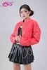 OUTFIT PHỐI SẴN (HAD0417 Áo Khoác Croptop Da Đỏ Trơn Nữ phối HVV0101 Váy Xếp Li 2 Tầng Khoen Màu Đen) 
