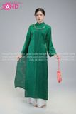  TAC0934 Áo Dài Tằm Óng 2 Tà - Xanh Lá Đậm 