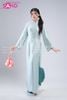  TAC0823 Áo Dài Nữ Gấm Phối Nút - Xanh Ngọc 