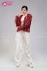  Outfit Phối Sẵn (HAM0407 Áo Khoác Kim Sa Tua Rua Đỏ Nam phối HQN0002 Quần Dài Nắp Ngang Trắng Túi Hộp Phối Dây) 