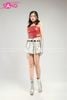 Outfit Phối Sẵn - (HVQ0201 Chân Váy Ngắn Xếp Li Bạc phối HAD0401 Áo Ống Da Croptop Phối Khoen Đỏ Da Cá Sấu)