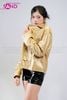  OUTFIT PHỐI SẴN (HAD0303 Áo Khoác Da Vàng Đồng phối HQA0102 Quần Short Da Bóng Ôm Body) 