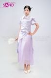  TNQ0704 Sườn Xám Tay Ngắn Dáng Dài Cách Tân Voan - Tím 