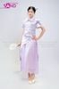  TNQ0704 Sườn Xám Tay Ngắn Dáng Dài Cách Tân Voan - Tím 