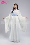  Trang Phục Cổ Trang Hoạ Tiết Thêu Vai Đai Xanh Nữ - Trắng 