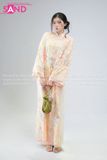 TAC1110 Áo Dài Nữ Cách Tân Hoạ Tiết Thêu Kim Sa Tay Loe 4 Tà - Màu Kem 