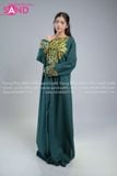  TNO0901 Đầm Hồi Giáo Âu Mỹ Giản Dị, Đầm Dài Abaya - Xanh Lá 