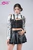  OUTFIT PHỐI SẴN (HAD0202 Áo Khoác Cut Out Đinh Tán Bạc phối HVV0101 Váy Xếp Li 2 Tầng Khoen Màu Đen) 