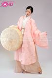  TCL0502 Áo Đối Khâm Vải Sa Hàn Hồng Nhạt In Nhũ 