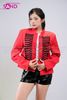  OUTFIT PHỐI SẴN (HAK0403 Áo Khoác Đỏ Dài Tay Gài Nút Cổ Đứng Kiểu Pháp phối HQA0102 Quần Short Da Bóng Ôm Body) 