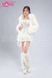  Outfit Phối Sẵn - (HAF0003 Áo Khoác Lông Form Croptop Trắng phối HAQ0001 Áo 2 Dây Cúp Ngực Tua Rua Trắng - HVQ0003 Quần Váy Ngắn Xóe 2 Tầng Freesize - Trắng ) 