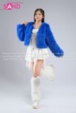  Outfit Phối Sẵn - (HAF0802 Áo Lông Crop Ngắn Xanh Dương phối HAQ0001 Áo 2 Dây Cúp Ngực Tua Rua Trắng - HVQ0003 Quần Váy Ngắn Xóe 2 Tầng Freesize Trắng) 