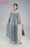  TAC0825 Áo Dài Tằm Óng 2 Tà - Xanh Dương 