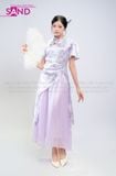  TNQ0704 Sườn Xám Tay Ngắn Dáng Dài Cách Tân Voan - Tím 