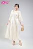  TAC1117 Áo Dài Nữ Cổ Tròn Đính Đá - Kem 