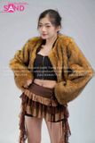  HAF1002 Áo Khoác Lông Crop - Nâu Đậm 