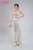  Outfit Phối Sẵn - (HAM0201 Áo Croptop Kim Sa Bạc Cổ Chữ U Hở Lưng phối HQN0002 Quần Dài Nắp Ngang Trắng Túi Hộp Phối Dây - PTB0003 Thắt Lưng Khăn Choàng Hông Sequin Tua Rua Trắng ) 
