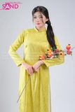  TAC0936 Áo Dài Nữ Gấm Hoa Hồng - Xanh Bơ 