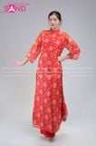  TAC0439 Áo Dài Nữ Cách Tân Gấm Thọ Thêu Hoạ Tiết - Đỏ 