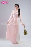  TAC1509  Áo Dài Nữ Gấm Hoa Hồng - Hồng Nhạt 