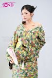  TNN0901 Áo Kimono Trễ Vai Hoạ Tiết - Xanh 