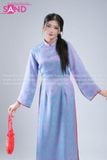  TAC0715 Áo Dài Nữ Gấm Phối Nút - Tím 
