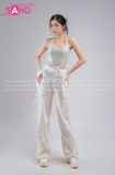  Outfit Phối Sẵn - (HAM0201 Áo Croptop Kim Sa Bạc Cổ Chữ U Hở Lưng phối HQN0002 Quần Dài Nắp Ngang Trắng Túi Hộp Phối Dây - PTB0003 Thắt Lưng Khăn Choàng Hông Sequin Tua Rua Trắng ) 