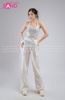  Outfit Phối Sẵn - (HAM0201 Áo Croptop Kim Sa Bạc Cổ Chữ U Hở Lưng phối HQN0002 Quần Dài Nắp Ngang Trắng Túi Hộp Phối Dây - PTB0003 Thắt Lưng Khăn Choàng Hông Sequin Tua Rua Trắng ) 