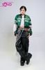  OUTFIT PHỐI SẴN (HAK0902 Áo Khoác Thun Khóa Kéo Croptop Biker - Xanh Lá phối HQA0106 Quần Da Suông Túi Hộp Nam - Đen) 